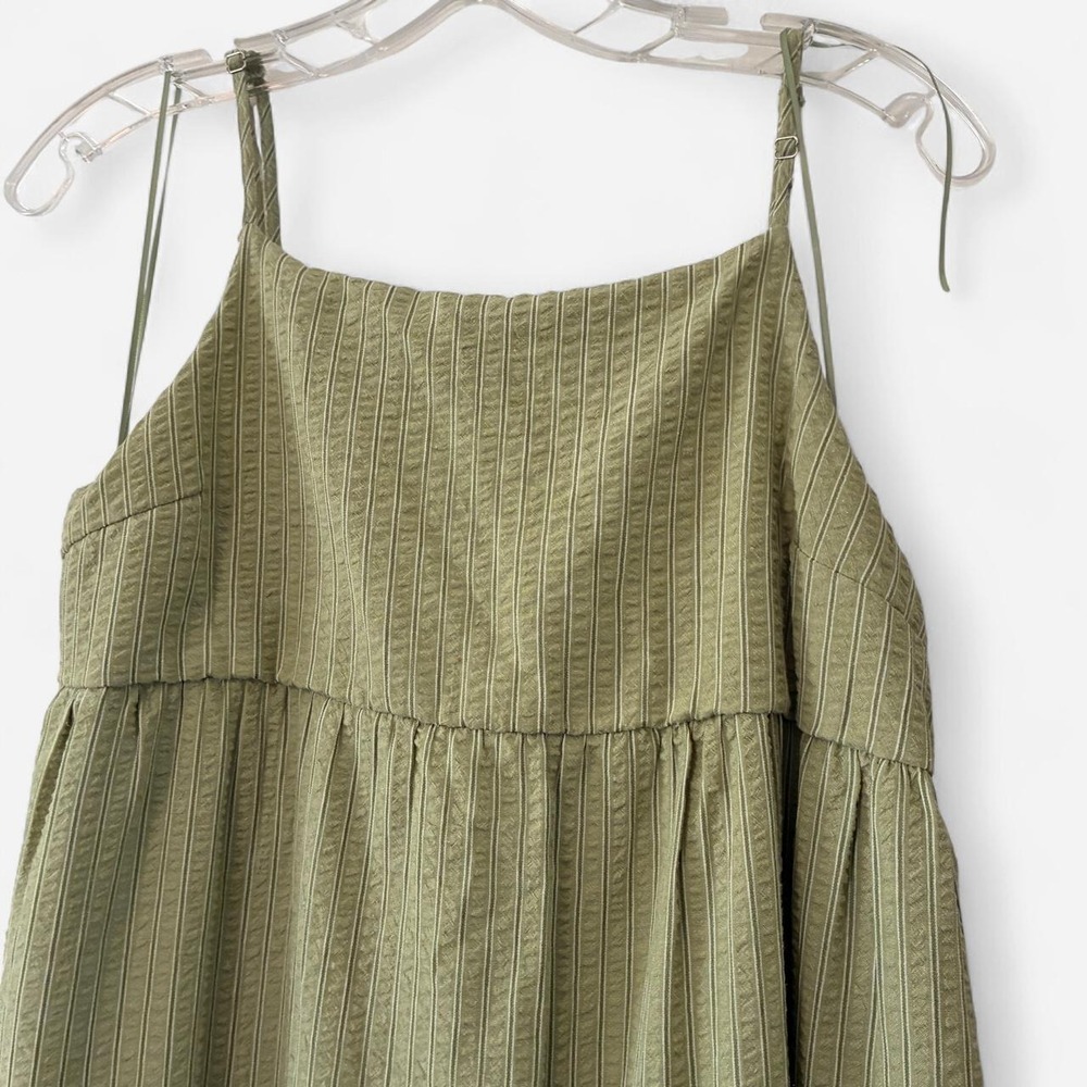 All : Row Olive Green a-line Coquette size Lg maxi dress tiered back cut out - Picture 3 of 8